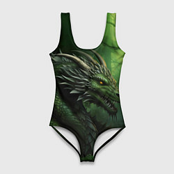 Женский купальник-боди Зеленый дракон символ 2024