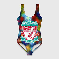Купальник-боди 3D женский Liverpool все logo неон, цвет: 3D-принт