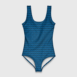 Купальник-боди 3D женский Тёмно-синий узоры, цвет: 3D-принт