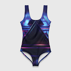 Купальник-боди 3D женский Неоновый абстрактный треугольник, цвет: 3D-принт