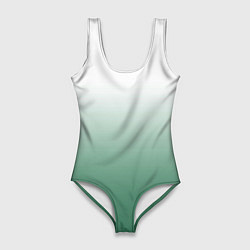 Купальник-боди 3D женский Туманный градиент бело-зелёный, цвет: 3D-принт