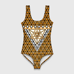 Женский купальник-боди Жёлтые и чёрные треугольники