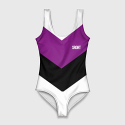 Купальник-боди 3D женский Ретро спортивный костюм с полосами, цвет: 3D-принт