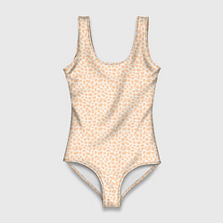 Купальник-боди 3D женский Светло-оранжевый пятнистый, цвет: 3D-принт