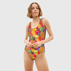 Купальник-боди 3D женский Экзотические фрукты, цвет: 3D-принт — фото 2