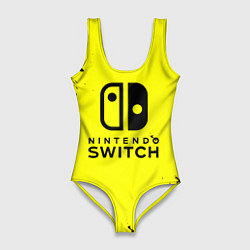 Женский купальник-боди Nintendo switch краски на жёлтом