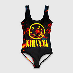 Женский купальник-боди Nirvana rock огненное лого лава