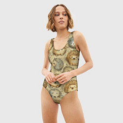 Купальник-боди 3D женский Паттерн лесной ежик, цвет: 3D-принт — фото 2