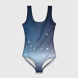 Женский купальник-боди Серебристые блёстки на синем фоне - нейросеть