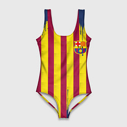 Женский купальник-боди Полосатые цвета футбольного клуба Барселона