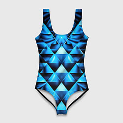 Женский купальник-боди Синие абстрактные ромбики