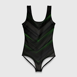 Женский купальник-боди Зеленые яркие абстрактные вставки спортивный стиль