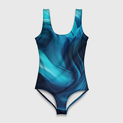 Женский купальник-боди Синяя абстракция в виде волн