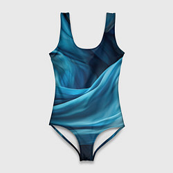 Женский купальник-боди Синяя абстрактная волнистая ткань