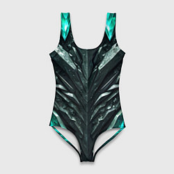 Купальник-боди 3D женский Зелёная малахитовая броня, цвет: 3D-принт