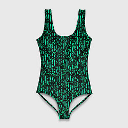 Женский купальник-боди Абстрактный полосатый зелёный