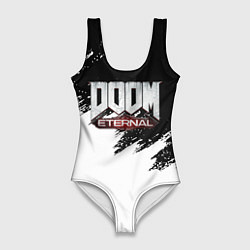 Купальник-боди 3D женский Doom eternal белые краски, цвет: 3D-принт
