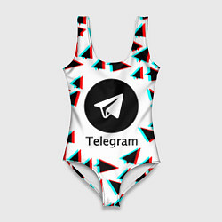 Купальник-боди 3D женский Telegram logo pattern steel, цвет: 3D-принт