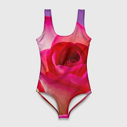 Купальник-боди 3D женский Розовая роза - woman, цвет: 3D-принт