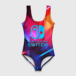 Купальник-боди 3D женский Нинтендо неоновый стиль игромания, цвет: 3D-принт
