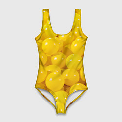 Купальник-боди 3D женский Желтые шарики, цвет: 3D-принт