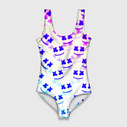 Купальник-боди 3D женский Marshmello pattern neon, цвет: 3D-принт