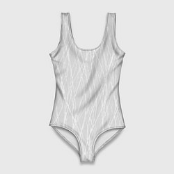 Женский купальник-боди Светлый серый волнистые линии