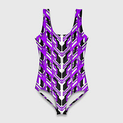 Купальник-боди 3D женский Фиолетовая техно броня, цвет: 3D-принт