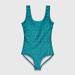 Женский купальник-боди Геометрический синий узор