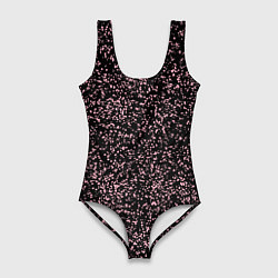 Женский купальник-боди Чёрный с мелкими розовыми брызгами