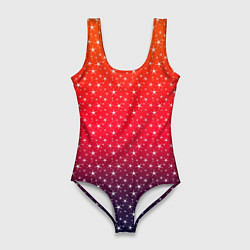 Женский купальник-боди Градиент оранжево-фиолетовый со звёздочками