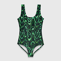 Женский купальник-боди Абстрактные зеленые волны
