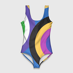 Женский купальник-боди Разноцветные круги, абстракция