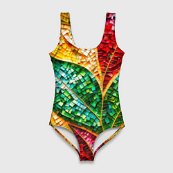 Купальник-боди 3D женский Яркая мозаика с разноцветным абстрактным узором и, цвет: 3D-принт