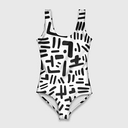 Купальник-боди 3D женский Паттерн линиями, цвет: 3D-принт