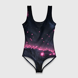 Купальник-боди 3D женский Яркие пирамидки в космосе, цвет: 3D-принт