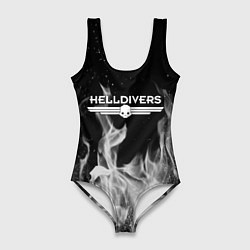 Купальник-боди 3D женский Helldivers серый дым, цвет: 3D-принт