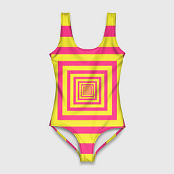 Купальник-боди 3D женский Желтые квадраты трансформация, цвет: 3D-принт