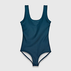 Купальник-боди 3D женский Градиент тёмно-бирюзовый с волнистыми линиями, цвет: 3D-принт