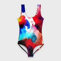 Купальник-боди 3D женский Абстрактная акварельная композиция, цвет: 3D-принт