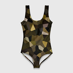 Купальник-боди 3D женский Мозаика оливковых оттенков, цвет: 3D-принт