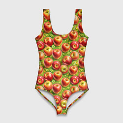 Купальник-боди 3D женский Румяные яблоки паттерн, цвет: 3D-принт
