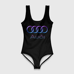 Купальник-боди 3D женский Audi neon logo, цвет: 3D-принт