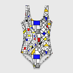Женский купальник-боди Абстракция цветных прямоугольников Пит Мондриан