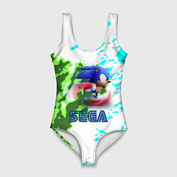 Купальник-боди 3D женский Sonic sega game, цвет: 3D-принт