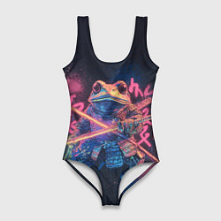 Купальник-боди 3D женский Самурай жаба - неоновое граффити крупно, цвет: 3D-принт