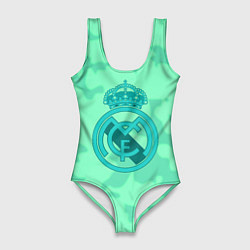 Купальник-боди 3D женский Реал Мадрид камуфляж, цвет: 3D-принт