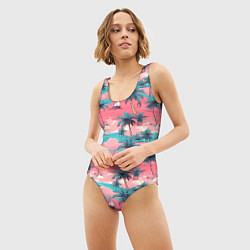 Купальник-боди 3D женский Летний закат на море паттерн-текстура, цвет: 3D-принт — фото 2