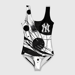 Купальник-боди 3D женский New York Yankees baseball team - abstraction, цвет: 3D-принт