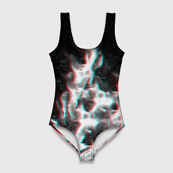 Женский купальник-боди Огонь глитч текстура